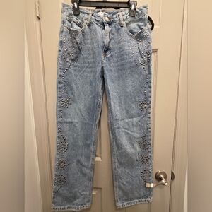 Forever 21 Embelleshed Studded Light Blue Women's Jeans